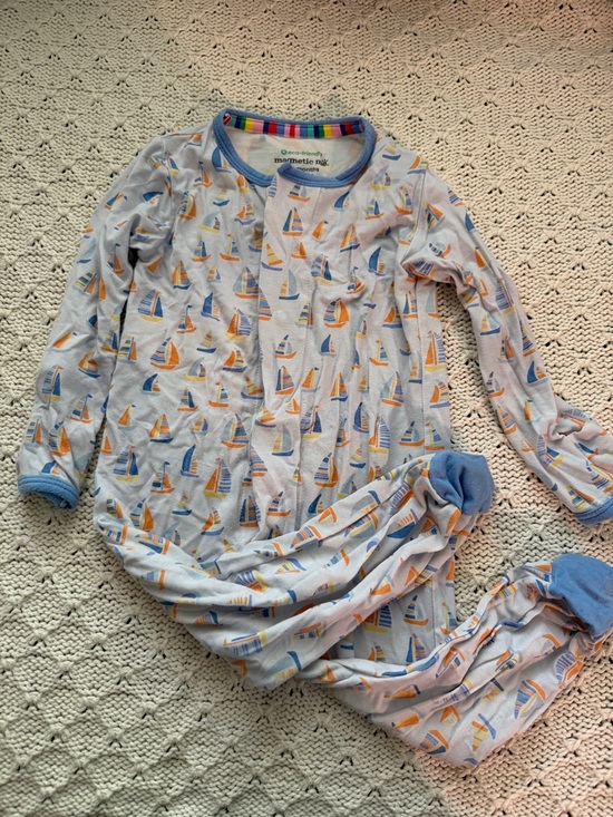 Magnetic Me Other - Magnetic Me Baby Sailboat Footed Pajamas - Blue & Orange